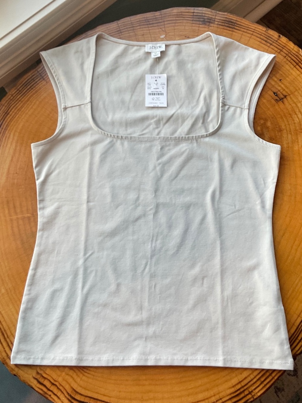 J. Crew Cap-sleeve stretch cotton-blend squareneck tank top